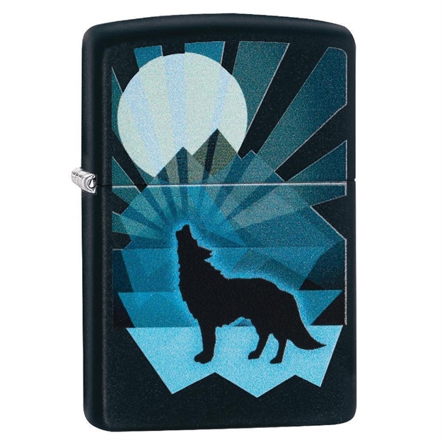 Picture of Zippo Matte Black Wolf And Moon Lighter