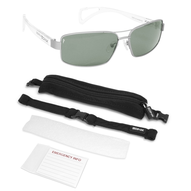 Picture of Zoinx Men Wrap Polarize Sunglasses Silver Aviator-Green Lens