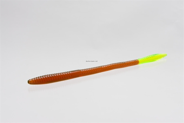 Picture of Zoom Bait Trick Worm , 6 1/2", 20Pk, Motor Oil Chartreuse Tail