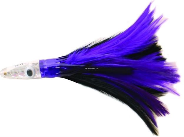 Picture of Zuker Trolling Feather, 6", 1 3/4 Oz, Black & Purple Feather/Silver Head/Purple Skirt
