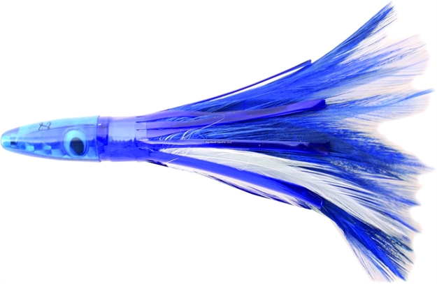 Picture of Zuker Trolling Feather, 6", 1 3/4 Oz, Blue & White Feathers/Blue Head/Blue Skirt