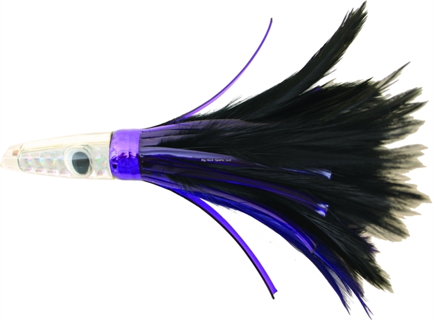 Picture of Zuker Trolling Feather, 8", 3 1/2 Oz, Black & Purple Feather/Purple Skirt