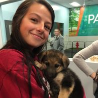 Lillian with Indie the German Shepherd