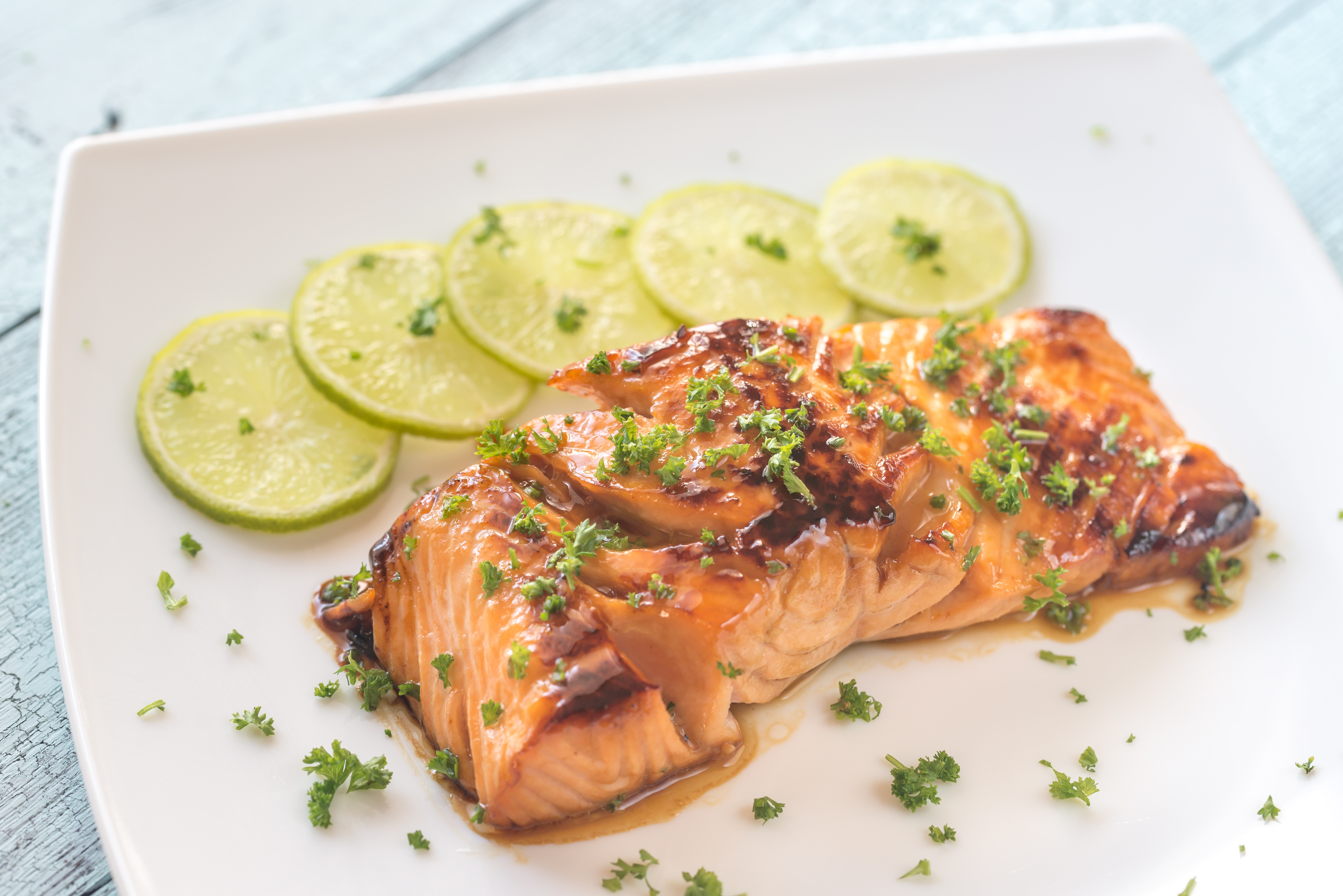 Honey lime salmon on the plate