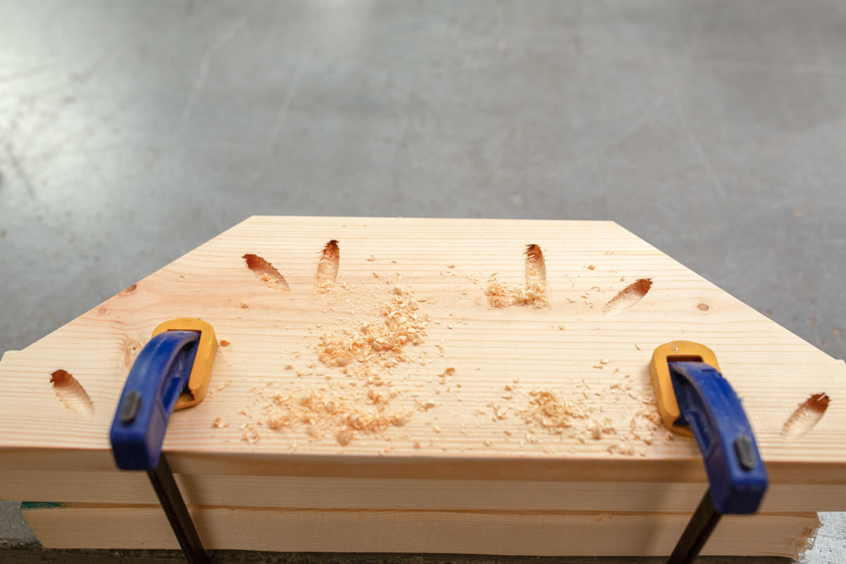 Pre-drill holes Pre-drill holes
