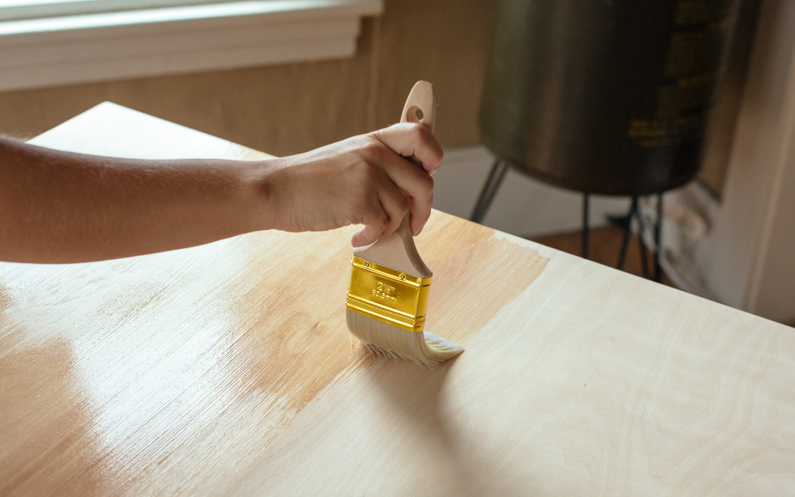 staining mid century dining table
