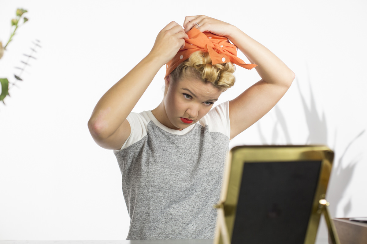 Dunn DIY How to Make Pin Curls Like Rosie the Riveter Seattle WA 22