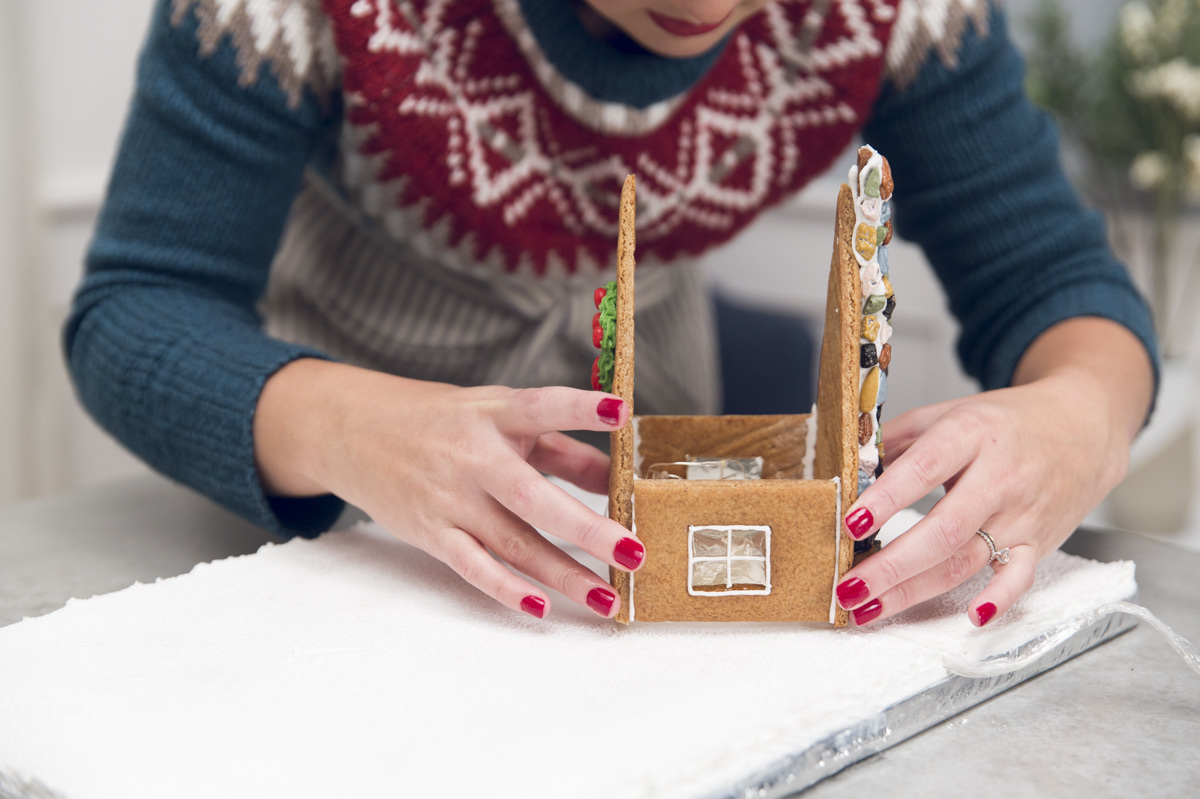 assembling gingerbread house assembling gingerbread house