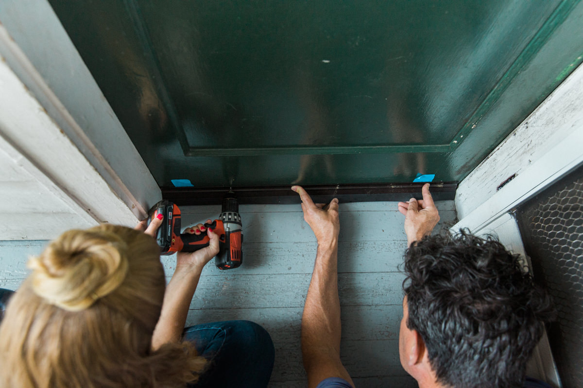 Fasten the door sweep in place using the screws provided Fasten the door sweep in place using the screws provided