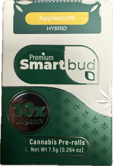 Smart Bud | Prerolls | Applescotti | .75g | 10 pack | 7.5g | Hybrid | THC 30.18%