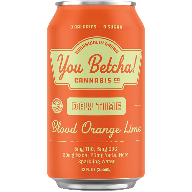You Betcha! DAY TIME Sparkling Water - Blood Orange Lime - 10mg THC / 10mg CBG / 30mg Maca / 20mg Yerba Mate