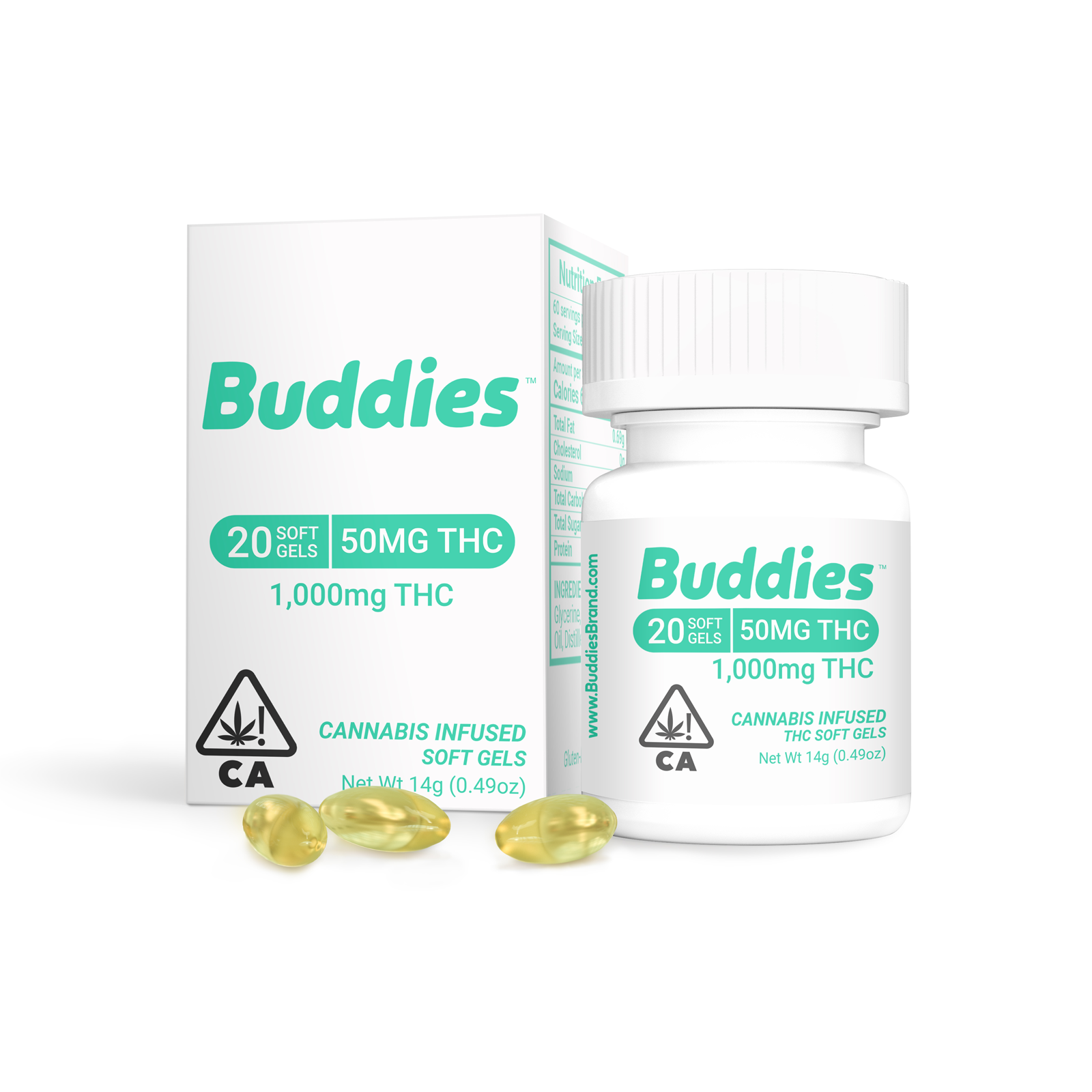 Buddies — THC Soft Gels 20-Pack - 1000mg - 1g