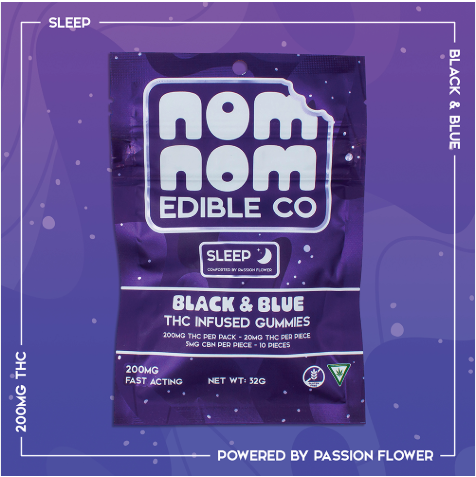 Nom Nom | Sleep | Black and Blue | 200mg thc 50 mg cbn
