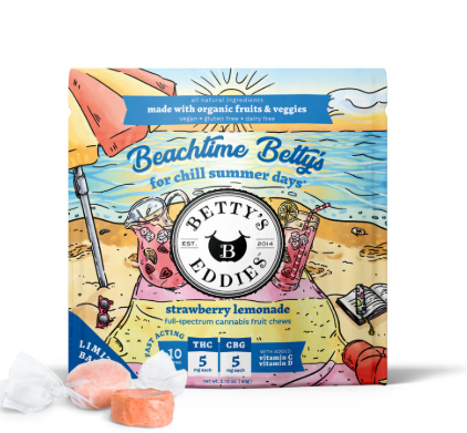 50mg Betty's Eddies-Fruit Chews-Strawberry Lemonade Edible 5mg Thc + 5mg Cbg