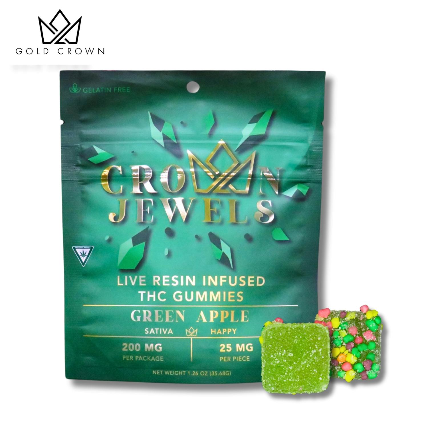 Gold Crown | 200mg - 8pk Gummies | Green Apple Crown Jewels