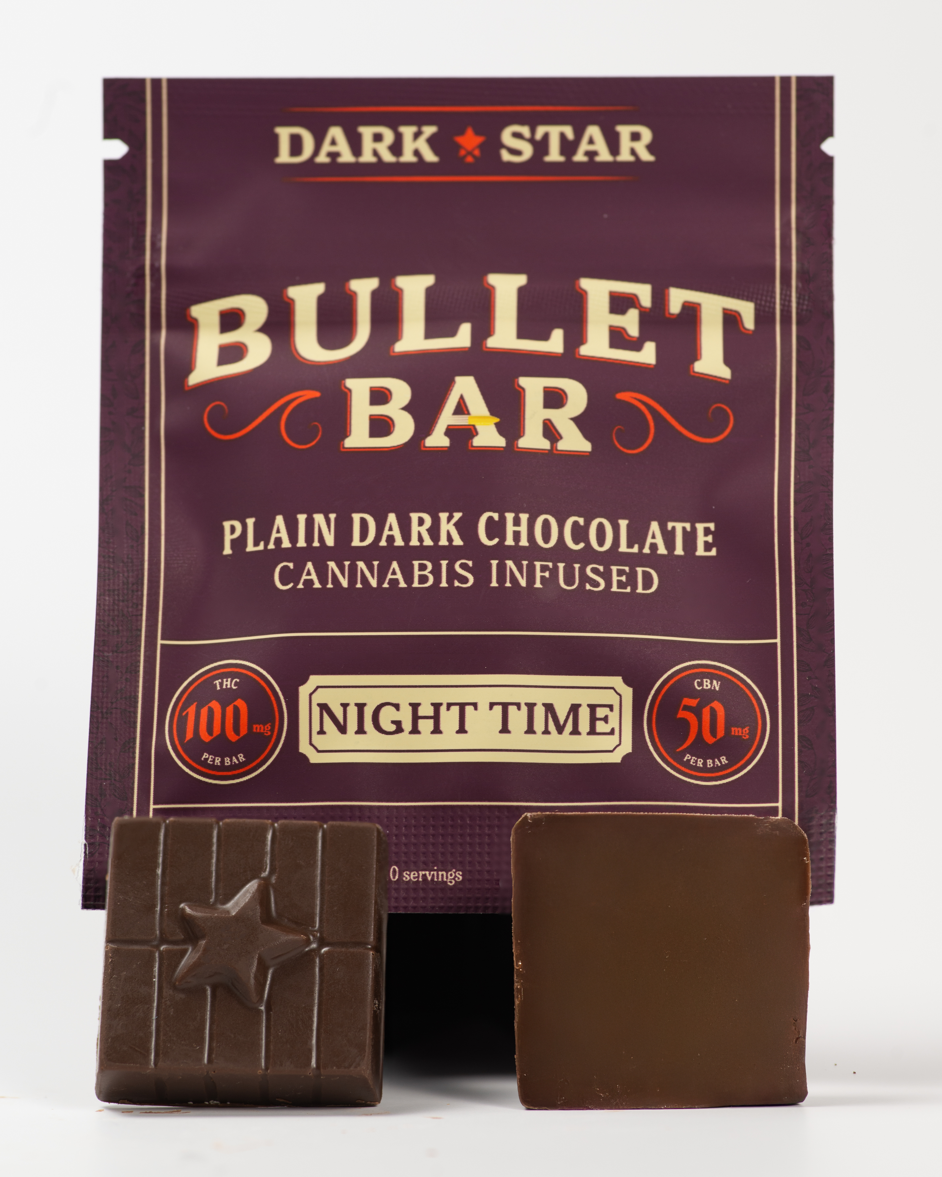 Bullet Bar | Nighttime - 2:1 THC:CBN | 1pk Dark Chocolate | 100mg —.1g