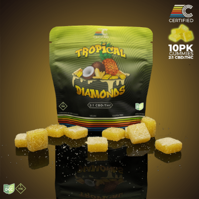 Gummies - Tropical Diamond 2 1 CBD THC H - 100mg 10pk
