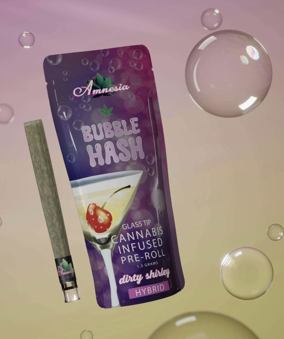 Amnesia Glass Tip Bubble Hash Infused Pre-Roll Dirty Shirley 1.3g