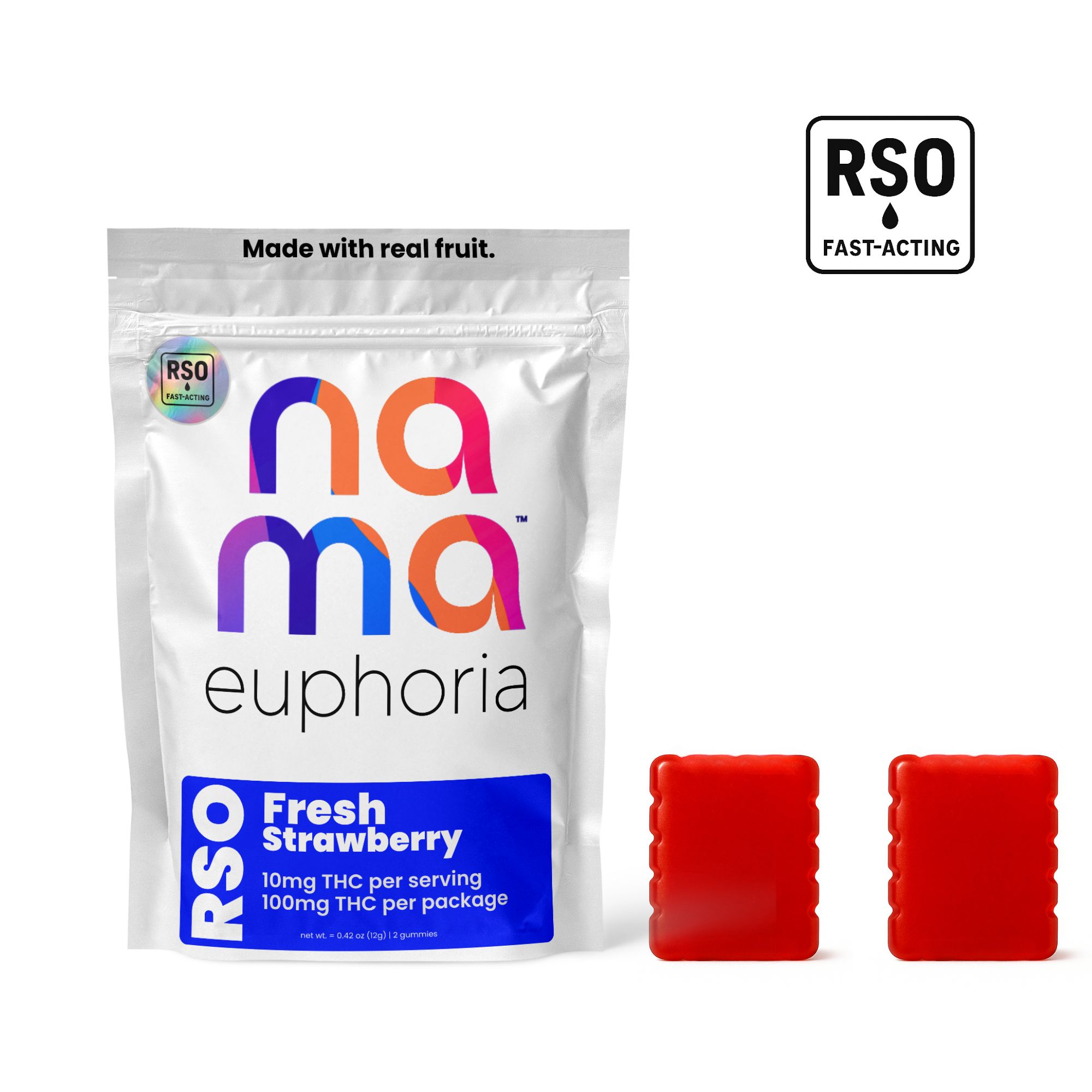 Fresh Strawberry RSO 50mg Gummies | 2-Pack | 100mg