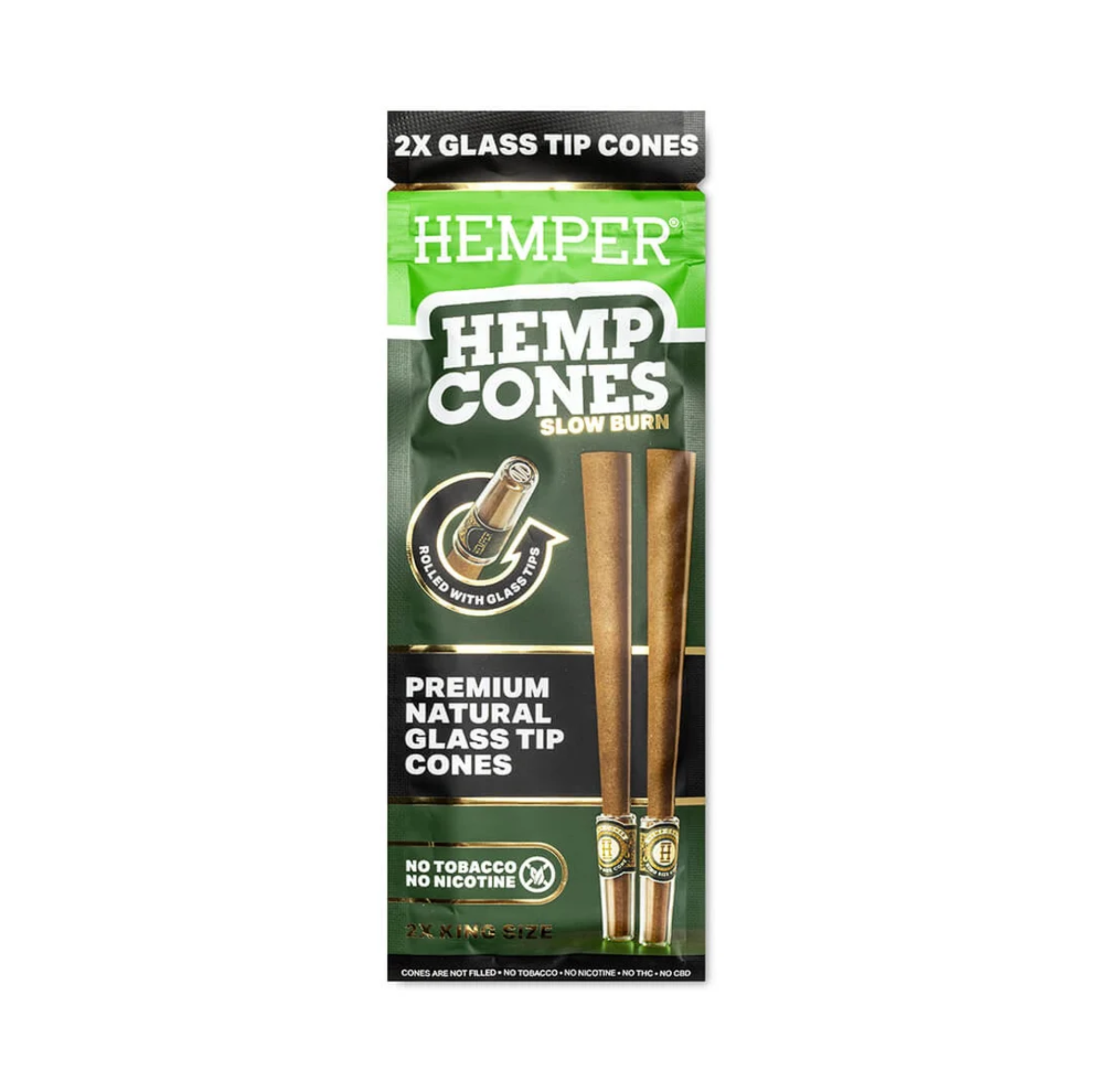 Hemper Origional Flavor Hemp Cones + Glass Tip 2pk King Size