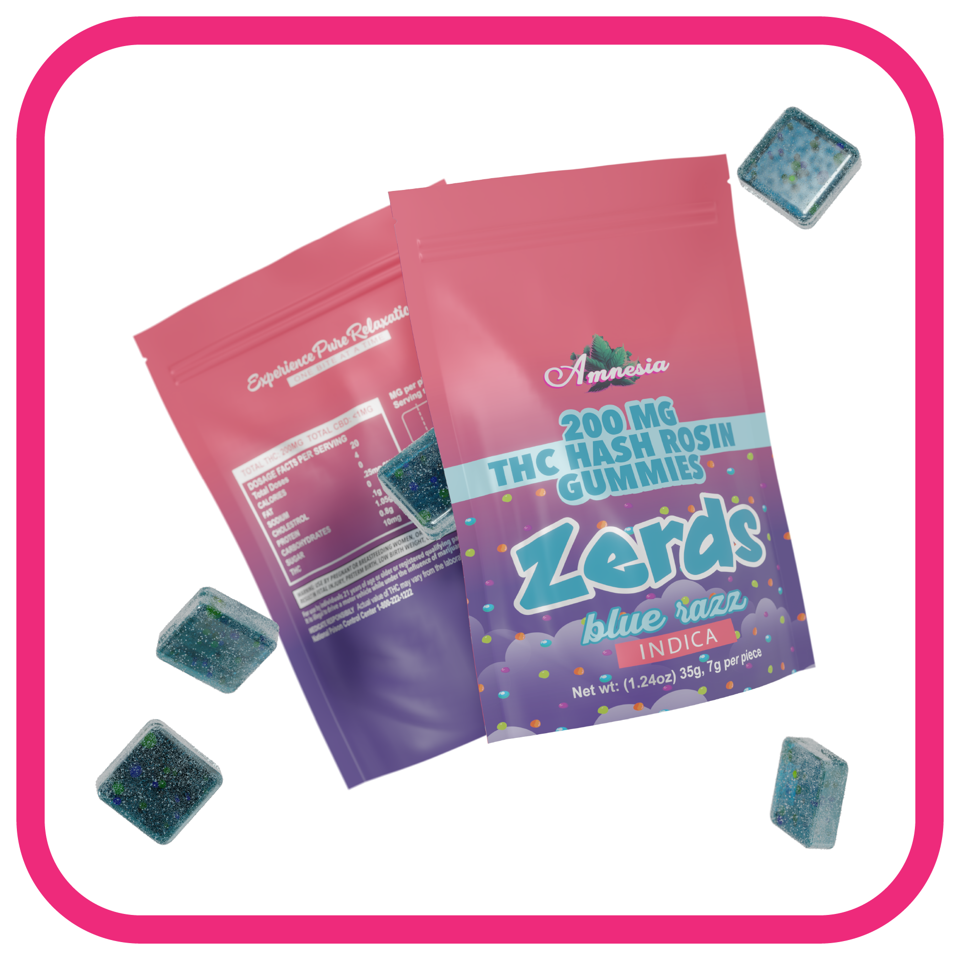 Zerdz Edible Hash Rosin Gummies 5 Pack 200mg - Blue Razz