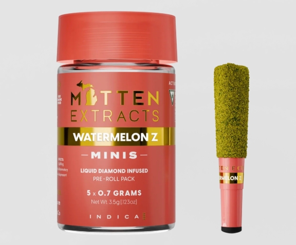 Mitten Extracts | Pre-Roll | Infused | Minis (5 x | 3.5g | Watermelon Z | Indica