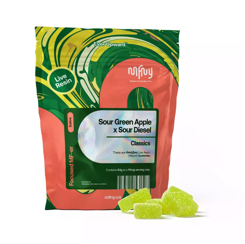 MFNY | Live Resin Classics Gummies 10 Pack | Focused | Sour Green Apple X Sour Diesel | 100mg