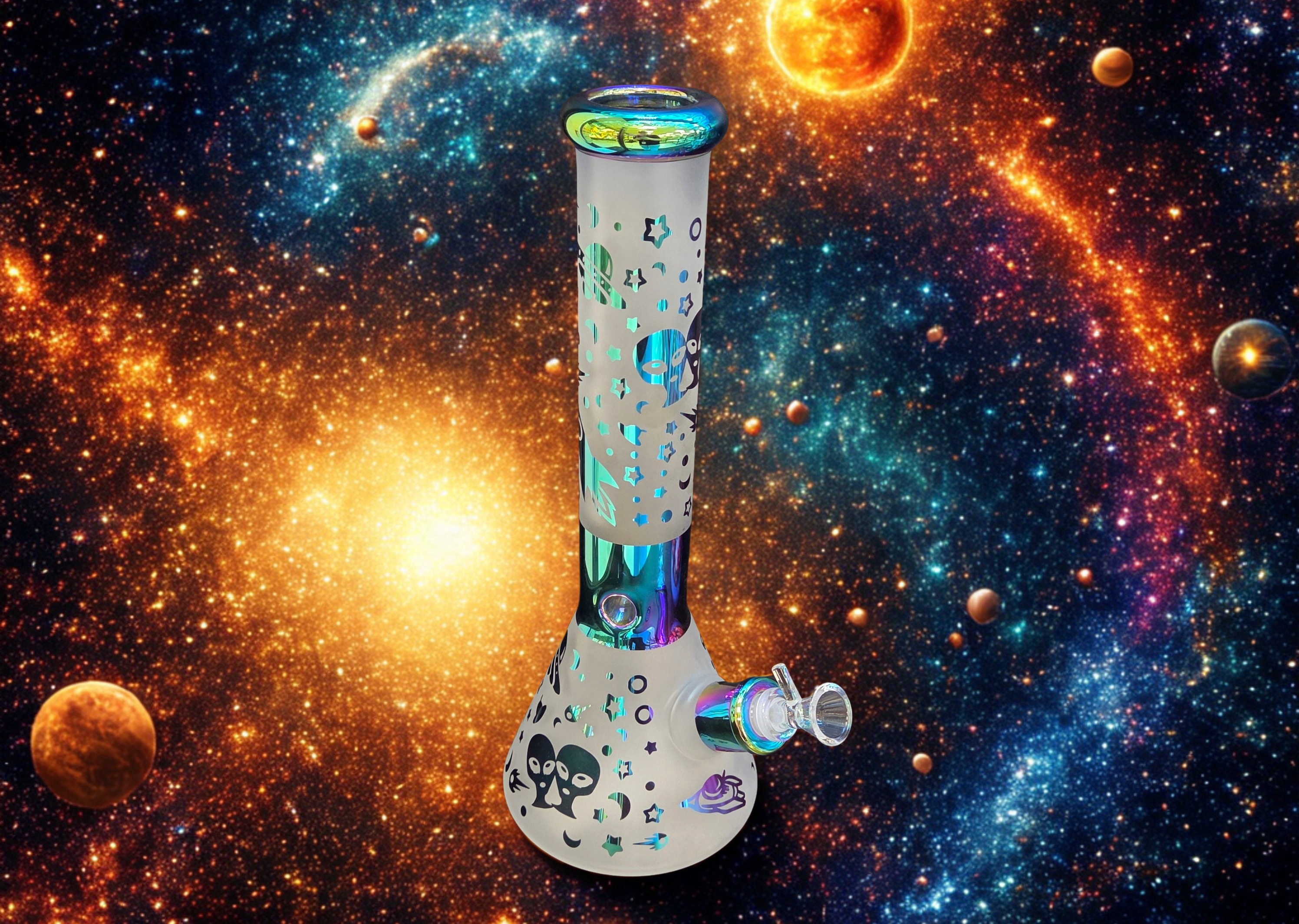 14" Water Pipe electroplated Alien | | N/A by glass pipes - flower cannabis product