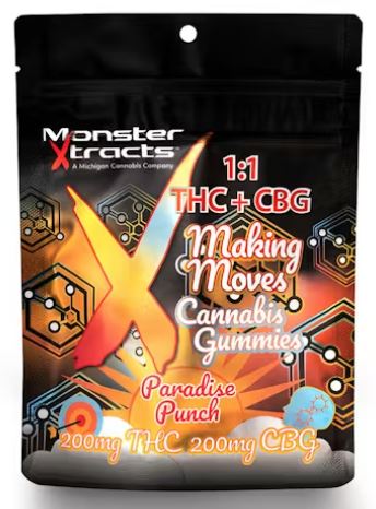 Gummies | Paradise Punch 1:1 | 200mg THC: 200mg CBG | Monster X