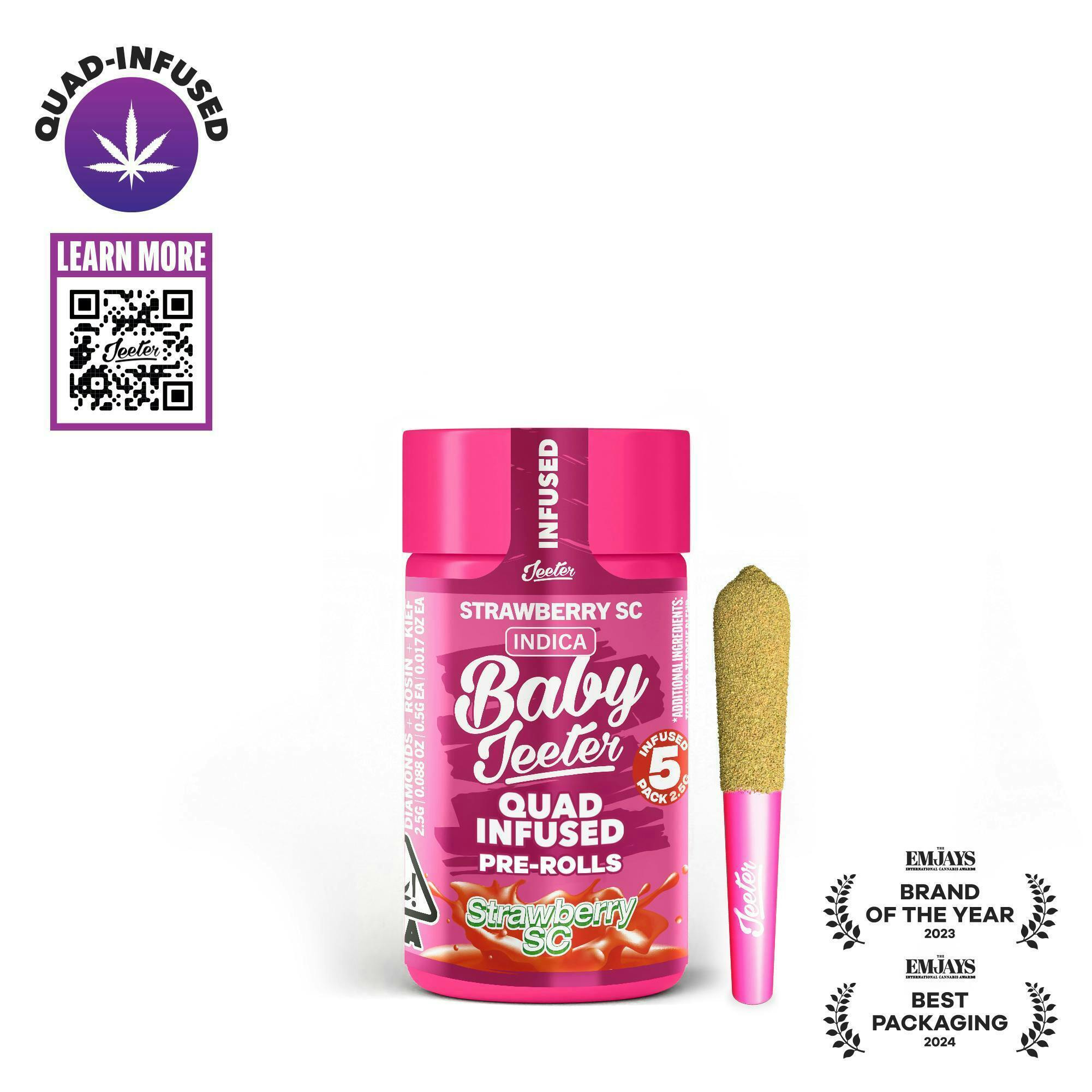 Strawberry SC Baby Jeeter Infused Pre-Roll 5-pack | 2.5g