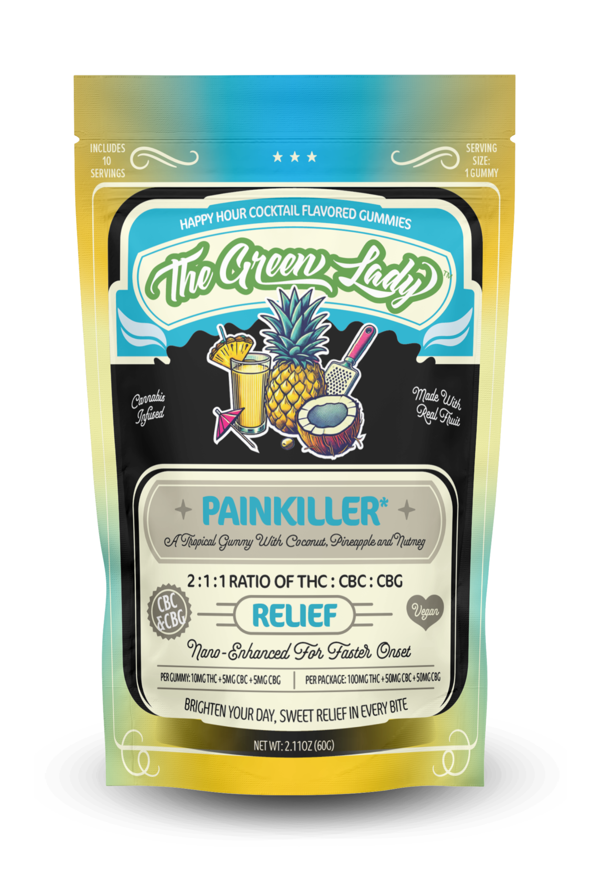 The Green Lady - 10mG Gummy Relief (Painkiller)
