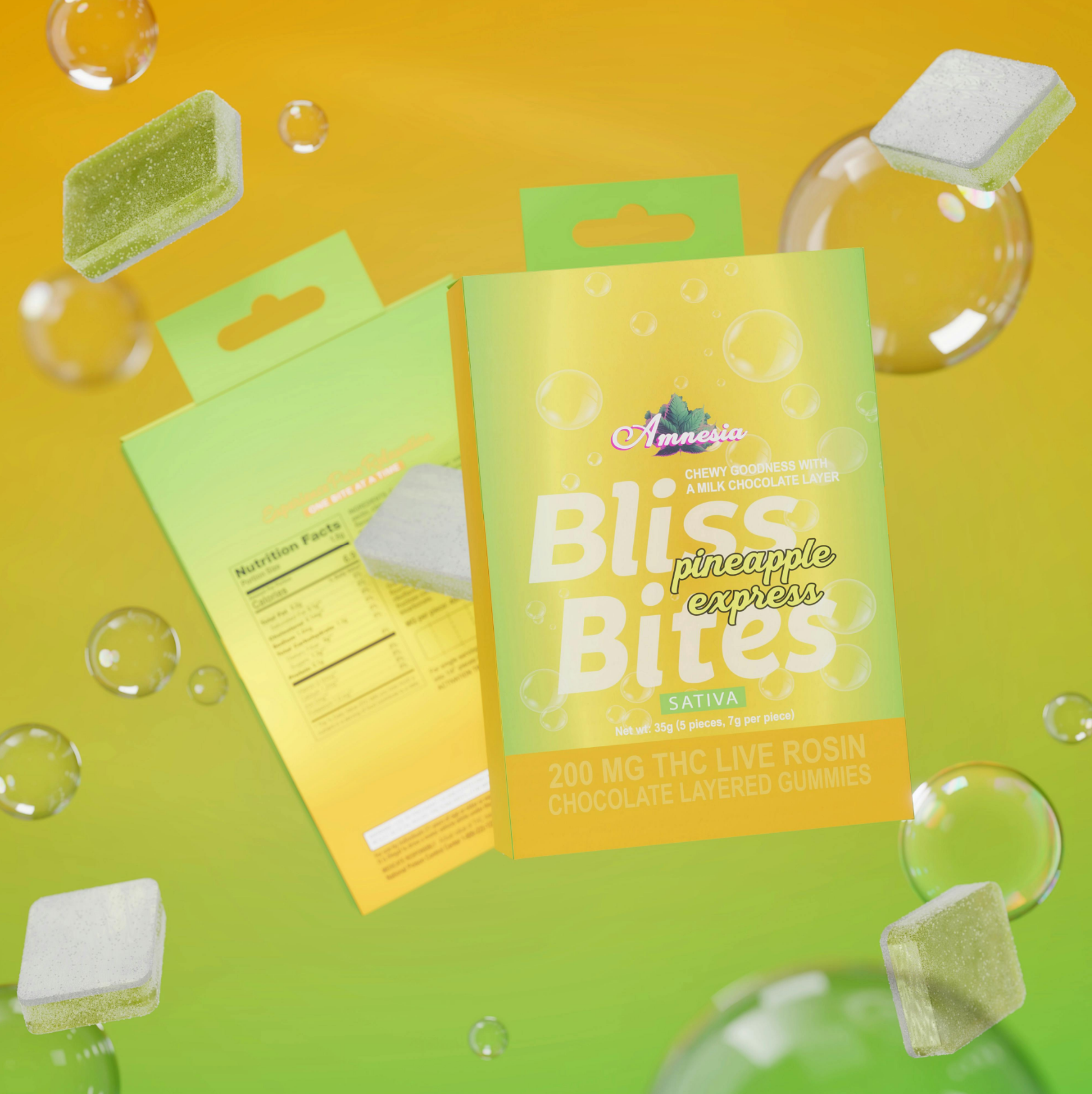 Pineapple Express Sativa Hash Rosin Chocolate Layered Gummy 200mg | 4/$20