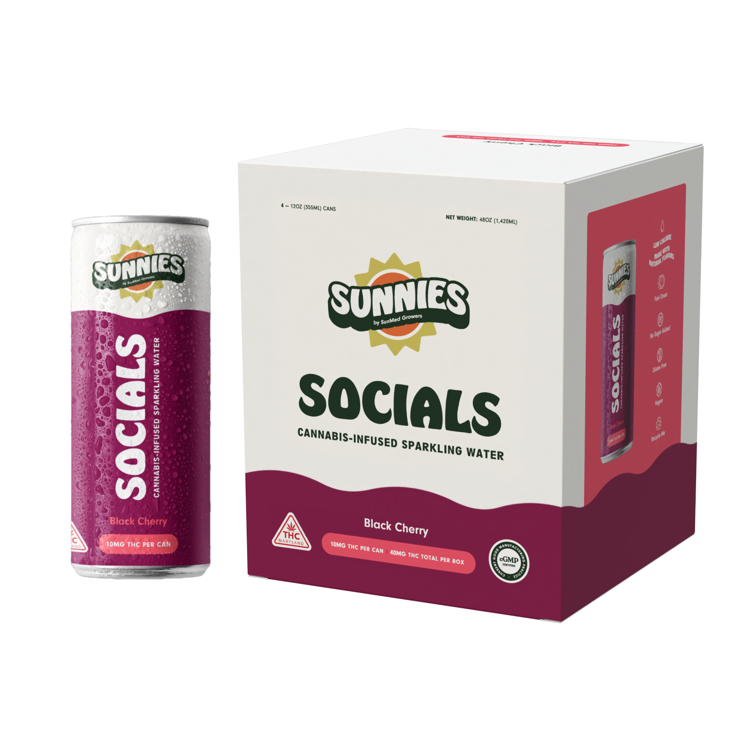 Socials - Black Cherry Sparkling Water - 4 pk - 40mg