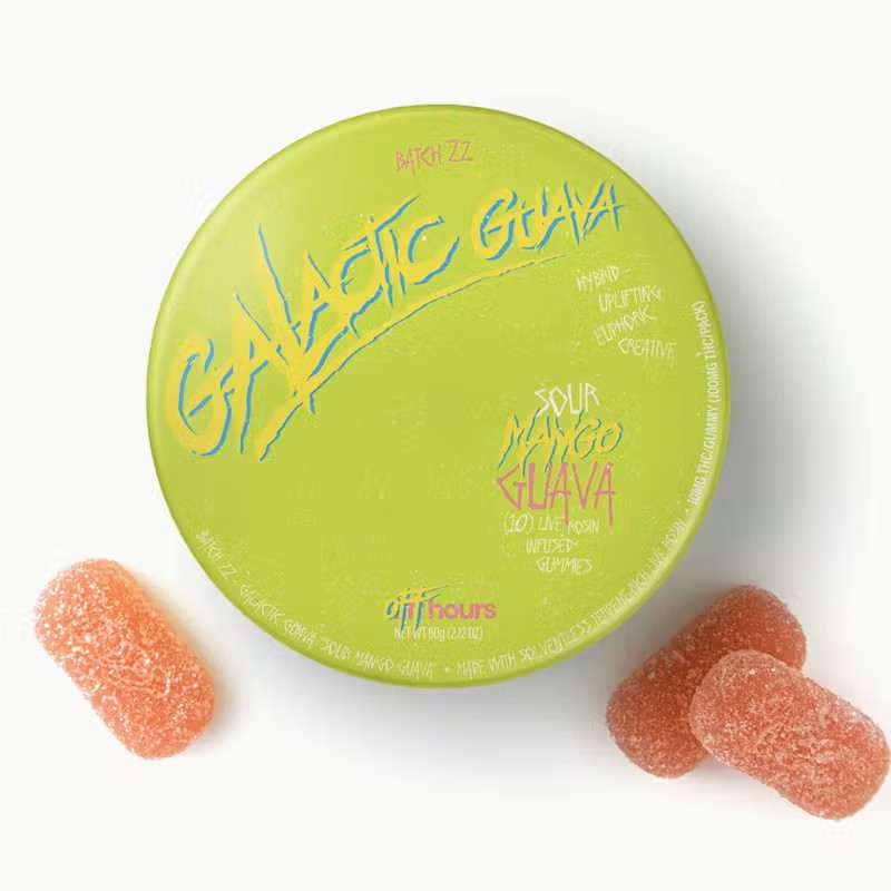 Off Hours - Batch: Zz Galactic Guava Live Rosin "Sour Mango Guava"Infused Gummies 10pk - 100mg