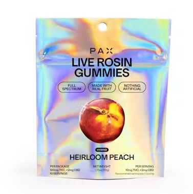 PAX  Heirloom Peach 10pk 10mg Live Rosin Gummies