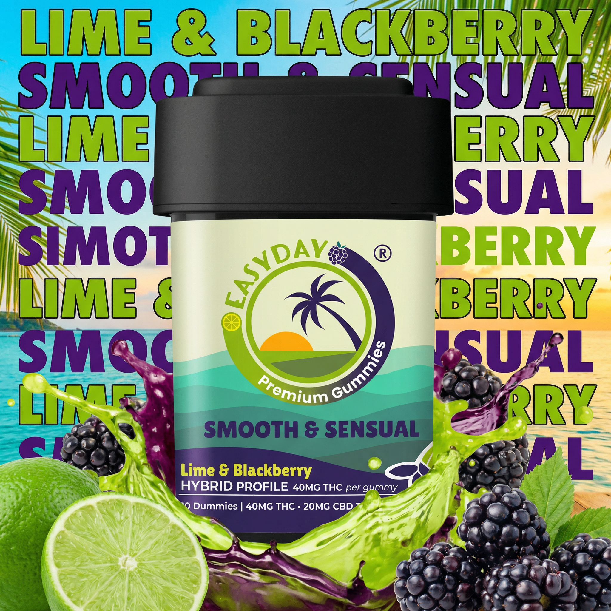 Gummies:  Hybird Lime Blackberry I 472.6mg THC : 217.6mg CBD