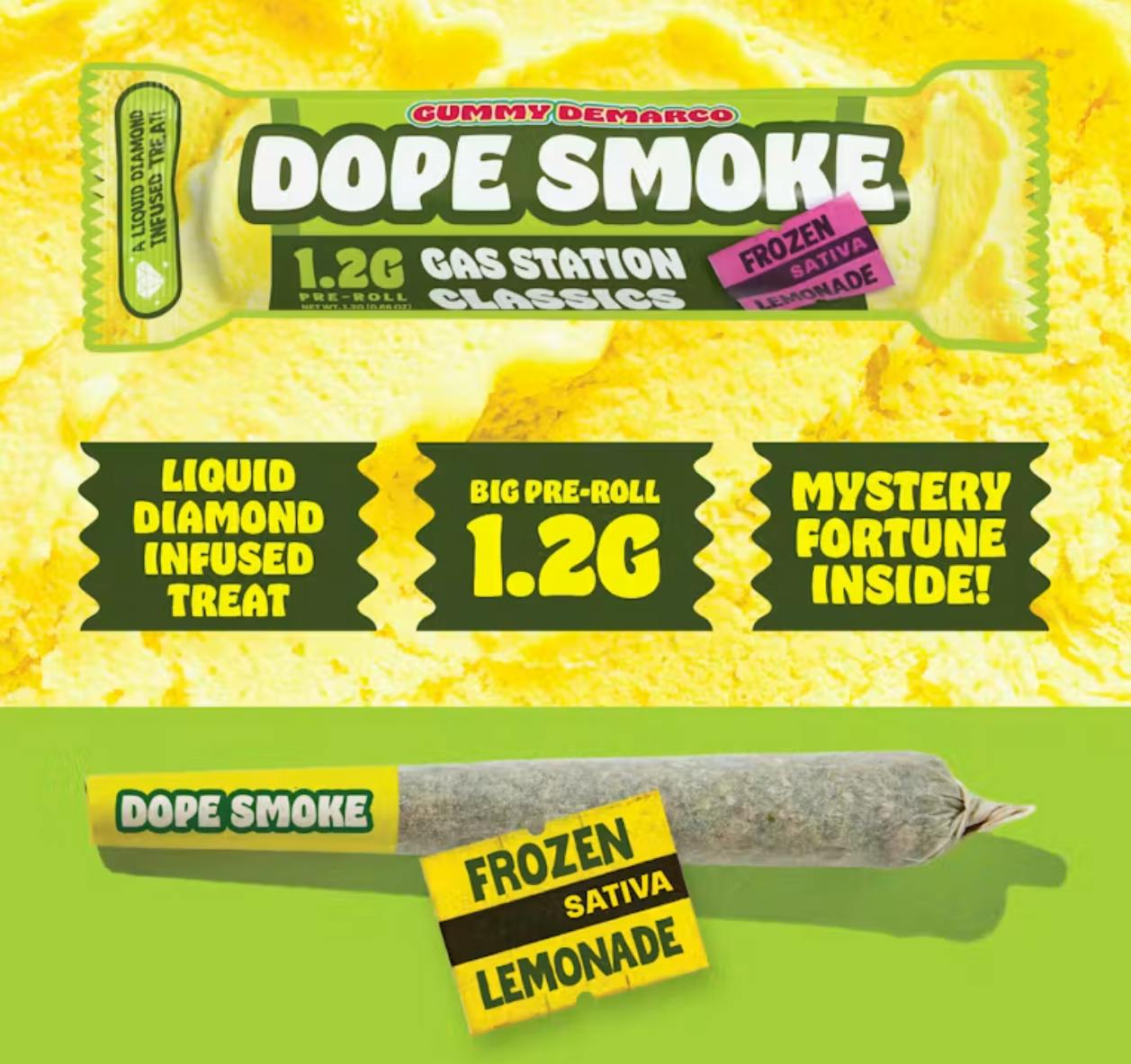 Dope Smoke: Frozen Lemonade Gas Station 1.2G Liquid Diamond Infused Preroll
