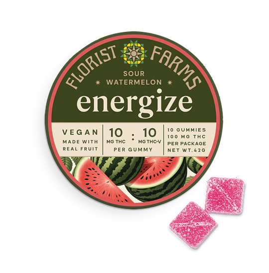 Florist Farms | [energize] Watermelon | 1:1 THC/THCV Gummies 10PK