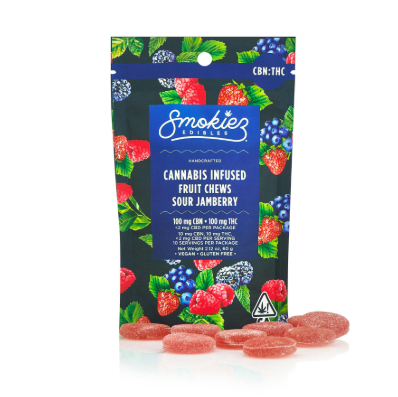 Smokiez Edibles 10pk/100mg- Sour Jamberry 1:1 (THC:CBN)