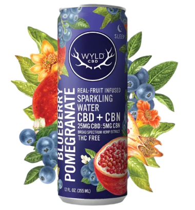 (48332) CBD:CBN 25mg Blueberry Pomegranate Sparkling Water