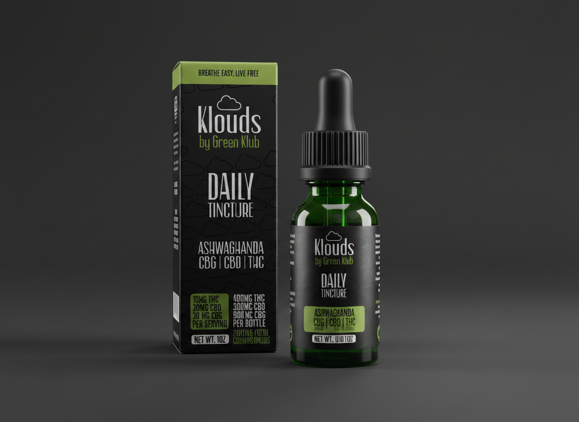 Klouds Daily Tincture Ashwaghanda - CBG - CBD - THC - Calm & Focus