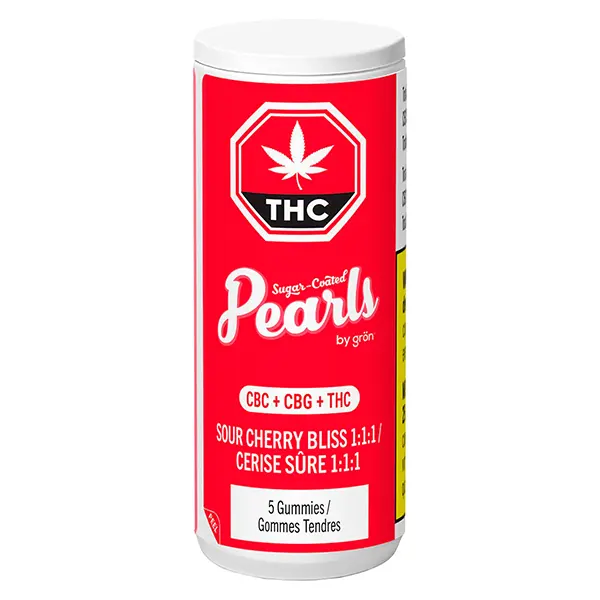 Pearls By Grön : Sour Cherry Bliss 1:1:1 CBC/CBG/THC Pearls (5pk)