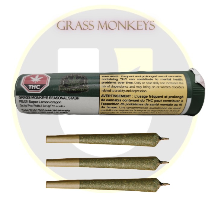 Grass Monkeys Premium Craft Cannabis - Seasonal Stash 3 x Pre-Rolls - SC
