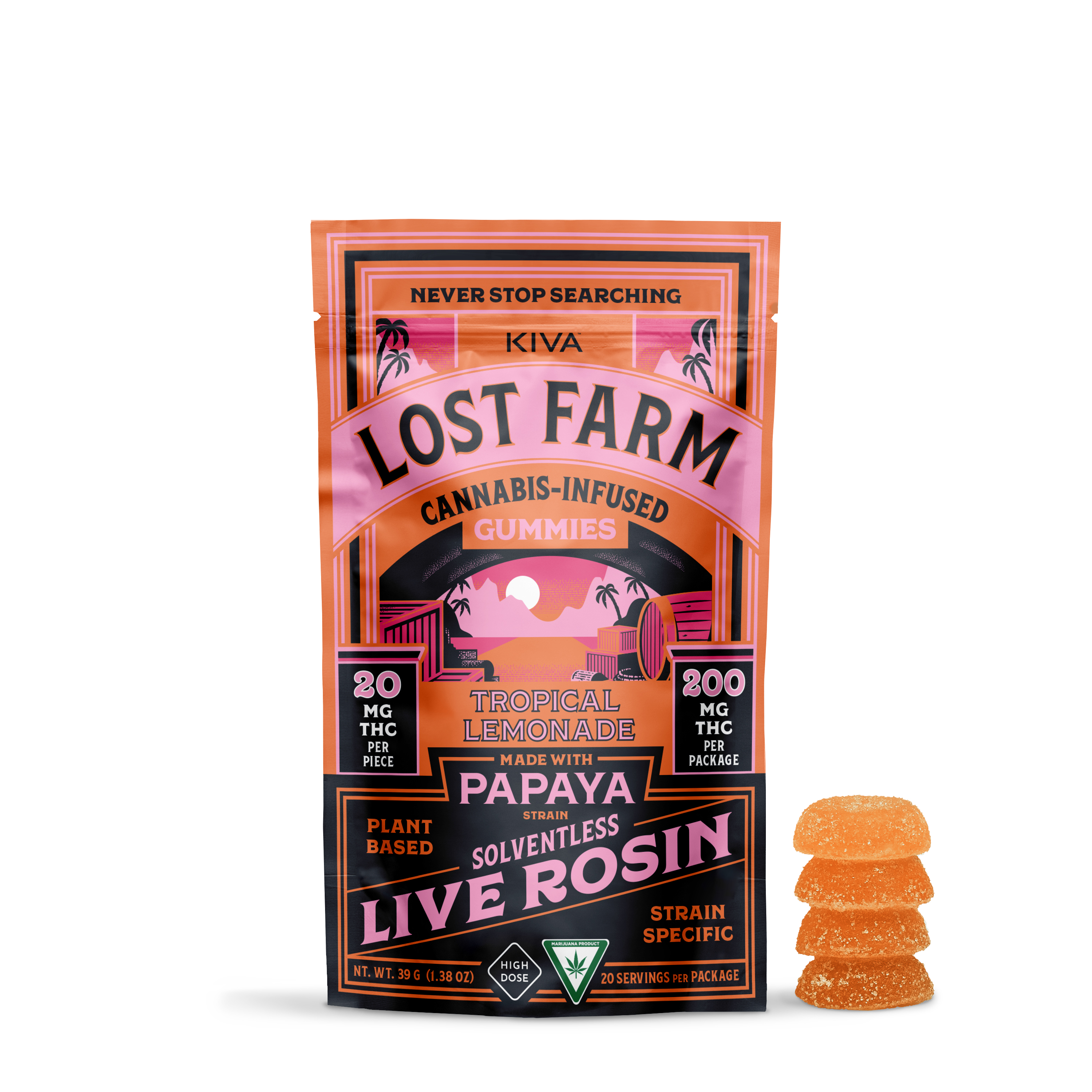 Lost Farm - Gummies - 200mg Live Rosin - Tropical Lemonade x Papaya