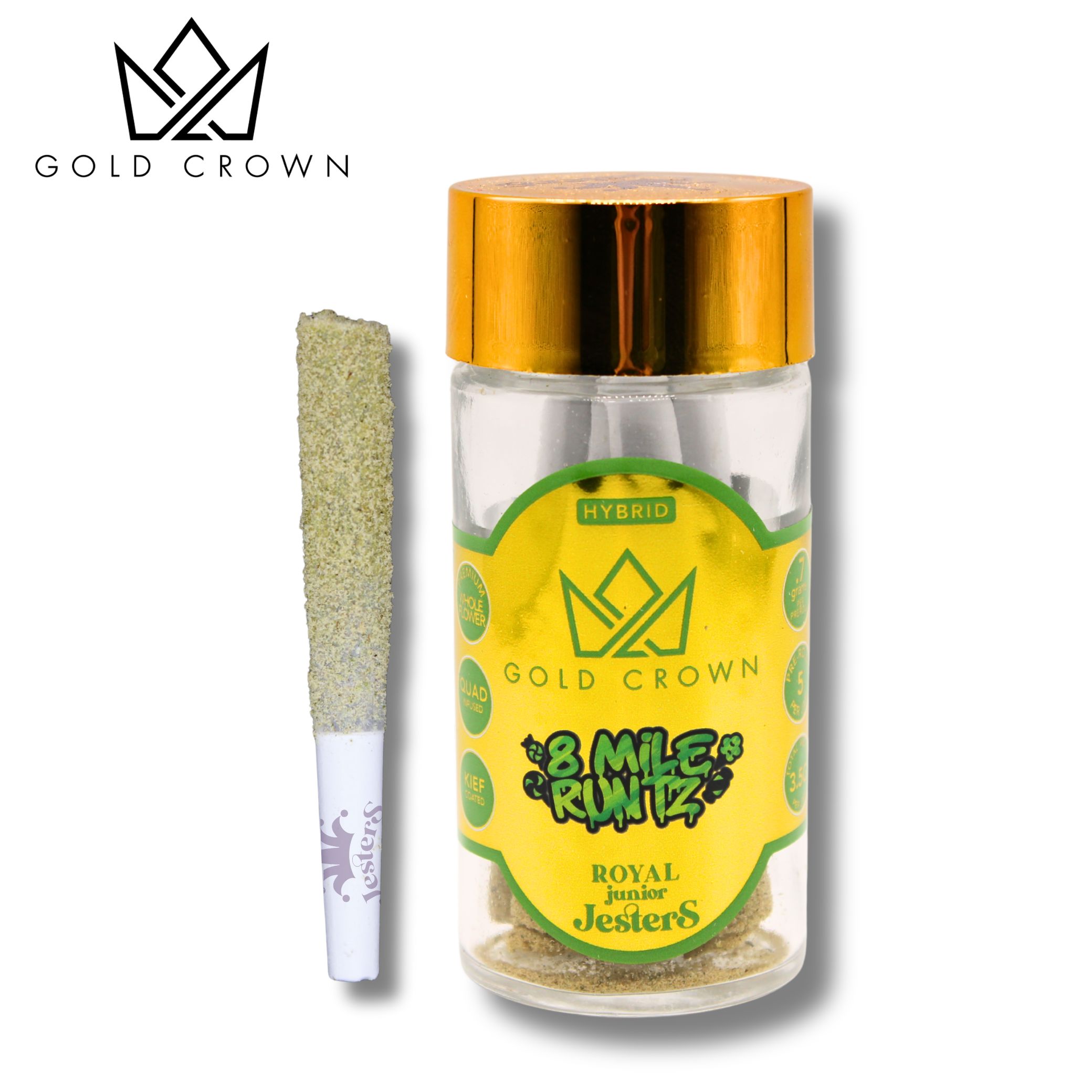 Gold Crown Royal Junior x 5 Infused Pre Rolls | 8 Mile Runtz