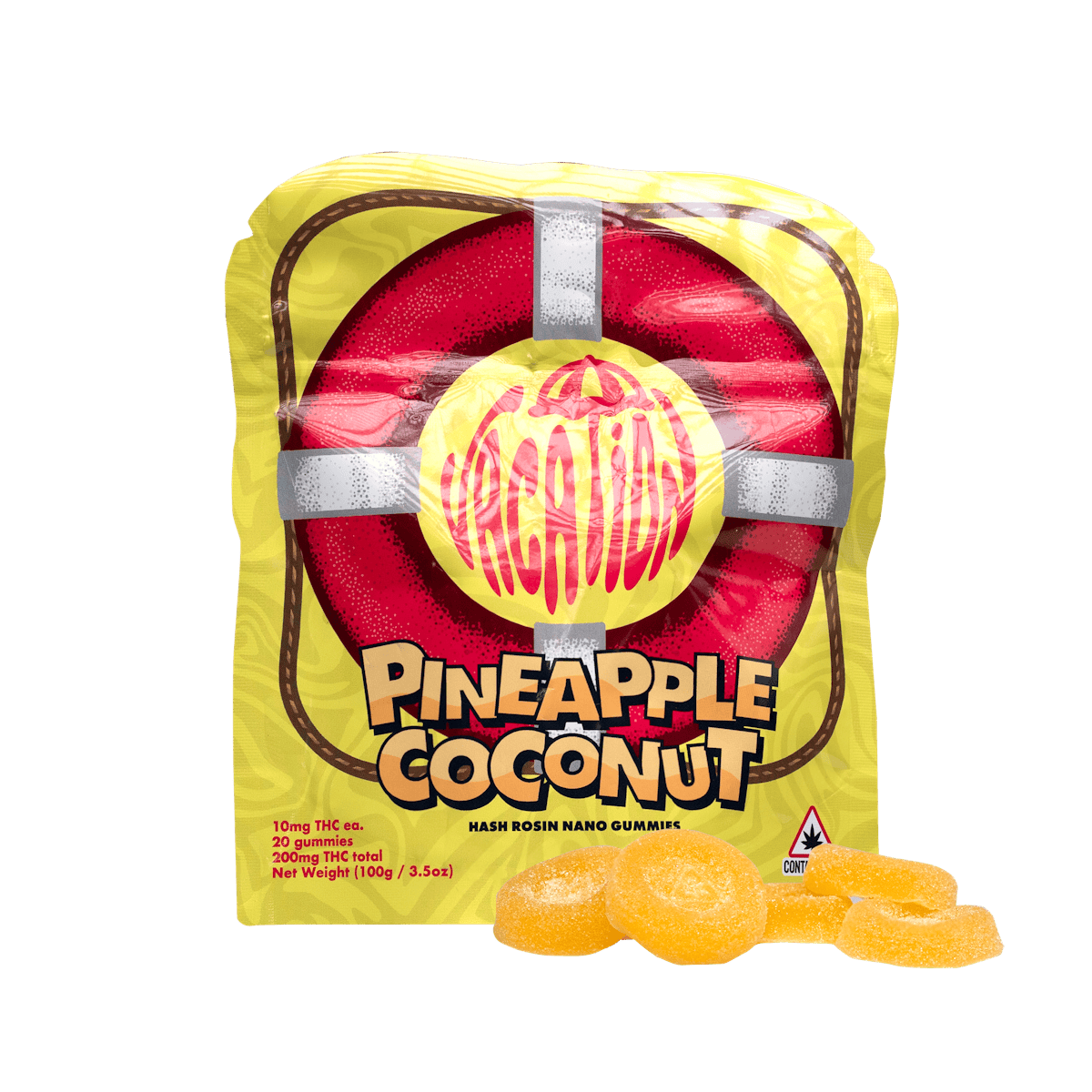 Vacation | Pineapple Coconut | Hash Rosin Gummies | 100mg