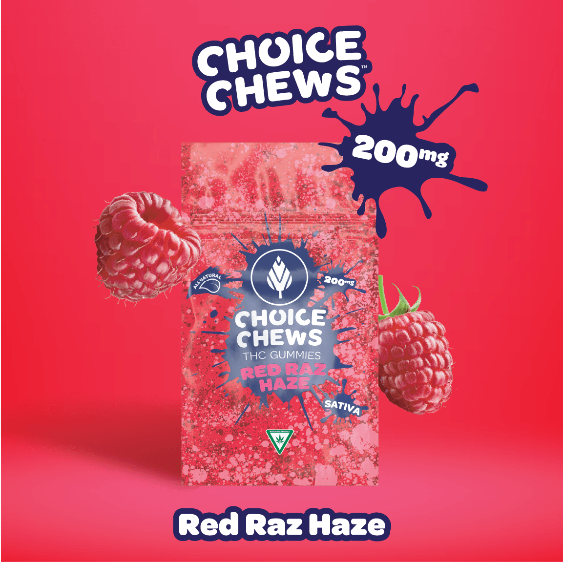 Chews | 200mg Gummies | Red Raz Haze