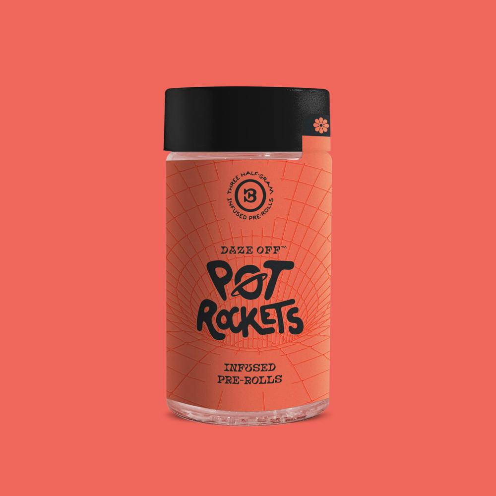 DAZE OFF - POT ROCKETS - PREROLL INFUSED - 0.5G - 3PK - BAGEL CHIPZ - INDICA