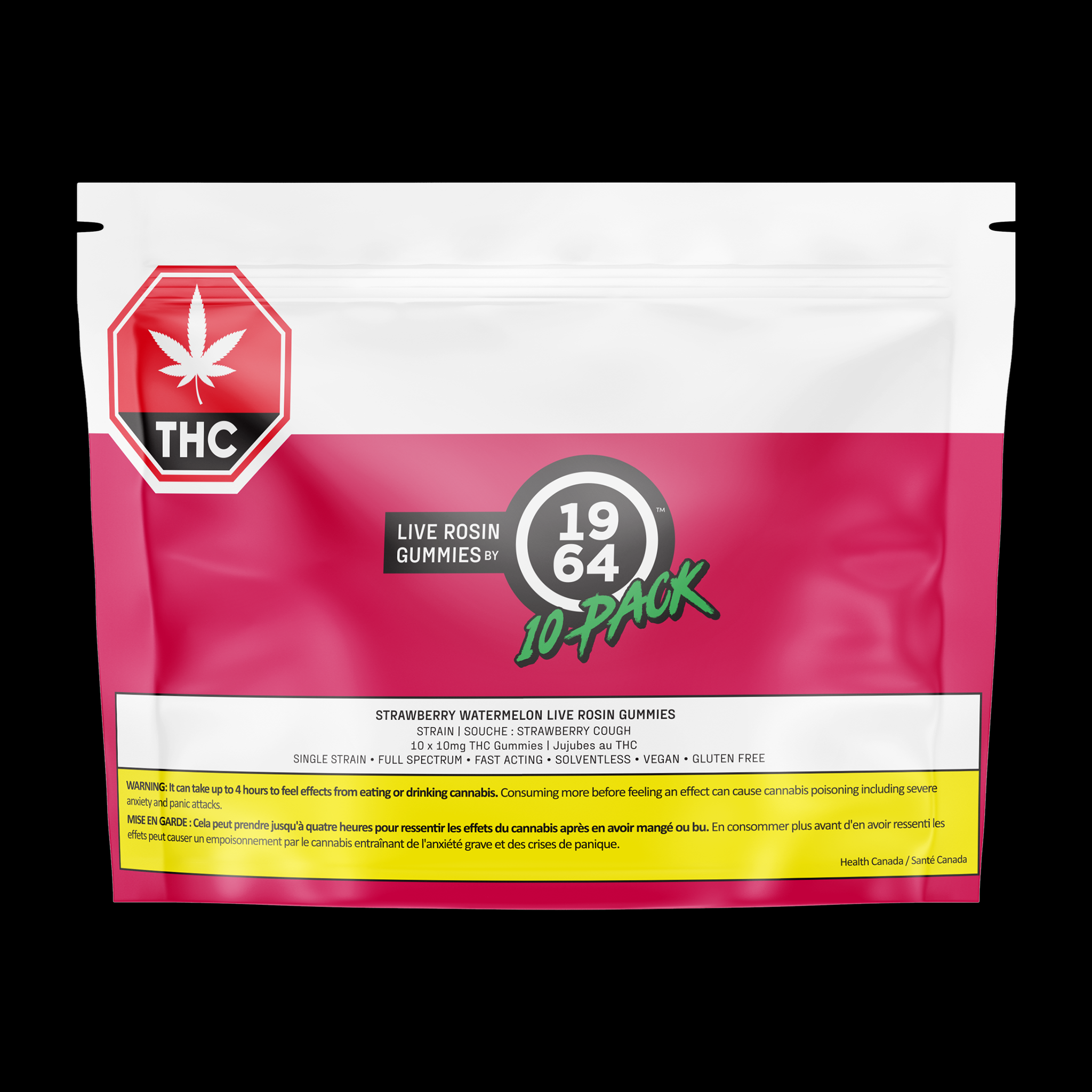 1964 - Strawberry Watermelon Live Rosin THC Gummies - Sativa - 10 Pack
