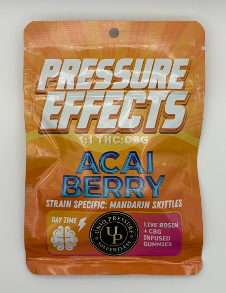 Gummies | Rosin | Acai Berry 1:1 | 200mg THC:CBG | Uniq Pressure Effects